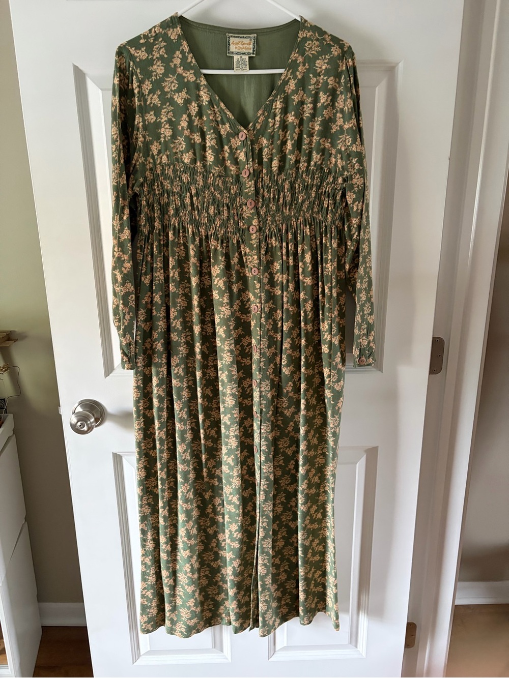 Sheer Floral Print Midi Dress with Chartreuse Trim - Picture 7 of 12